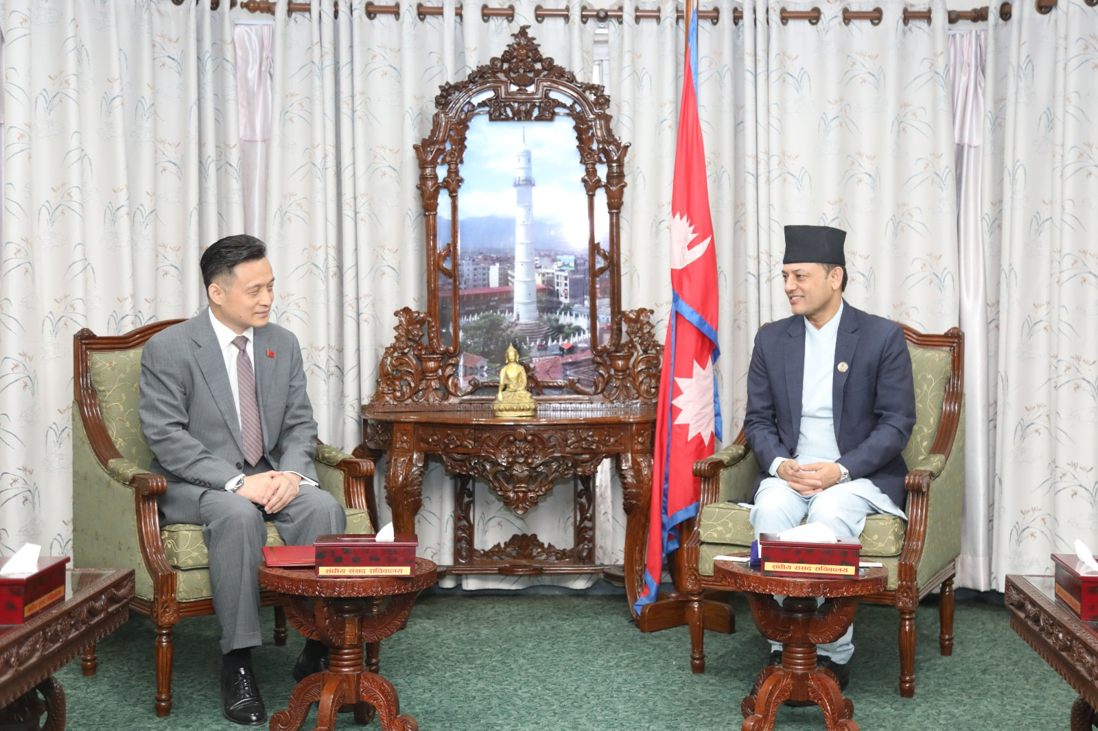 सभामुख अर्याल र चिनियाँ राजदूतबीच भेटवार्ता, के विषयमा भयो कुराकानी ?